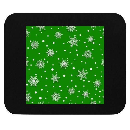 Modern Green Snowflakes Pattern Mouse Pads