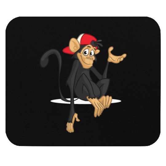 Black monkey Mouse Pads