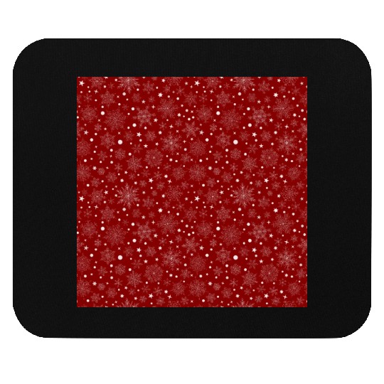 Burgundy Red Snowflakes Pattern Mouse Pads