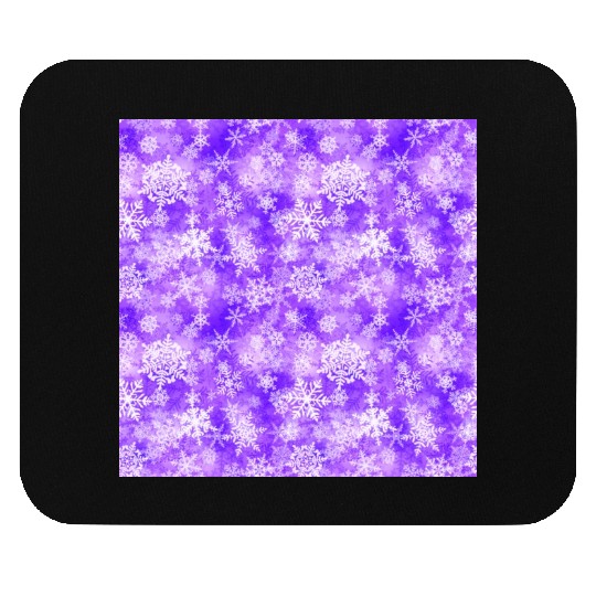 Purple White Snowflakes Pattern Mouse Pads