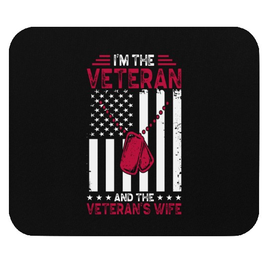 Veteran Wife US Veterans Day Patriotic American Fl Mouse Pads