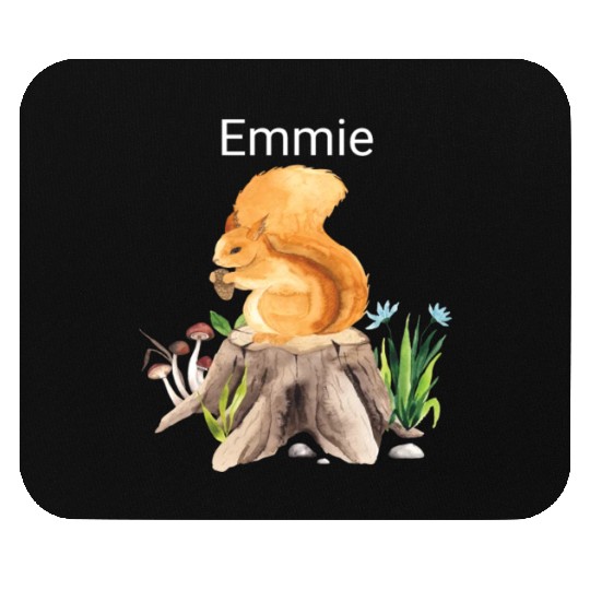 Forest animal squirrel with name Emmie Mouse Pads