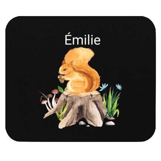 Forest animal squirrel with name Émilie Mouse Pads