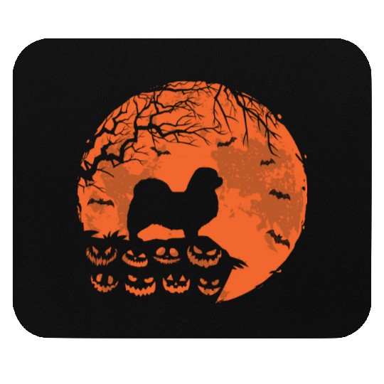 Tibetan Spaniel And Moon Halloween Funny Dog Lover Mouse Pads