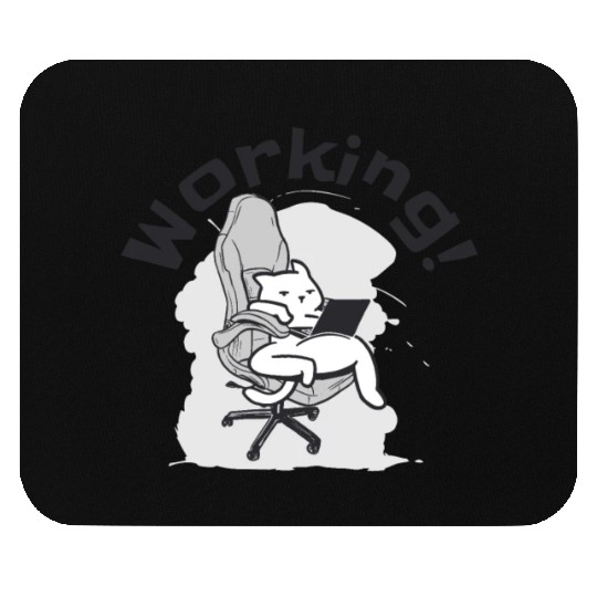Working Cat Busy Cat Owner Professional Worker Mouse Pads