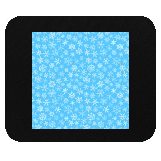 Modern Blue Snowflakes Pattern Mouse Pads
