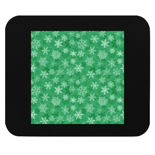 Pretty Green Snowflakes Pattern Mouse Pads