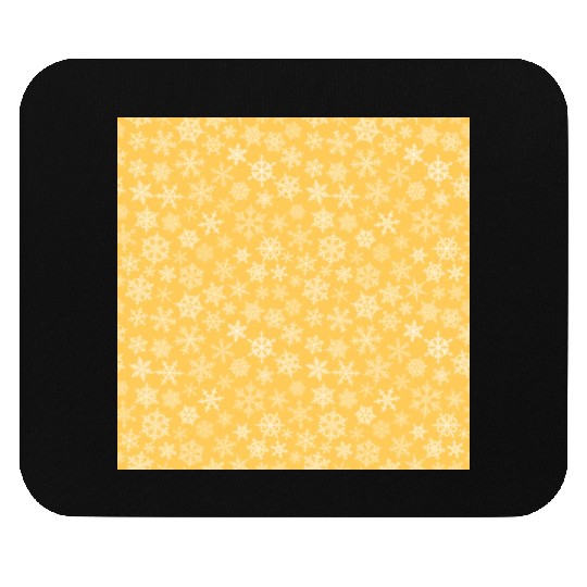 Modern Yellow Snowflakes Pattern Mouse Pads