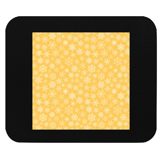 Modern Yellow Snowflakes Pattern Mouse Pads