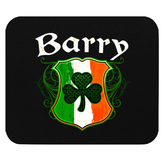 Barry Irish Surname Ireland Flag Shield Shamrock Mouse Pads