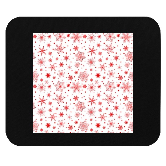 Snowflakes Pattern Red White Mouse Pads