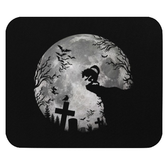 Halloween Werewolf Full Moon Bats and Black trick Mouse Pads