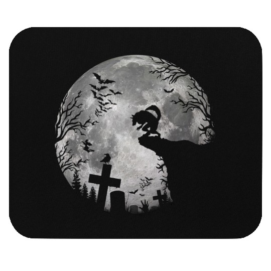 Halloween Werewolf Full Moon Bats and Black trick Mouse Pads