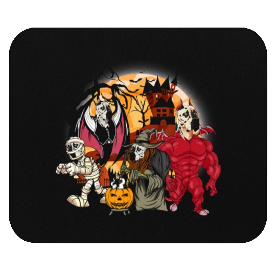 Great Dane Vampire Mummy Evil Witch Halloween Mouse Pads