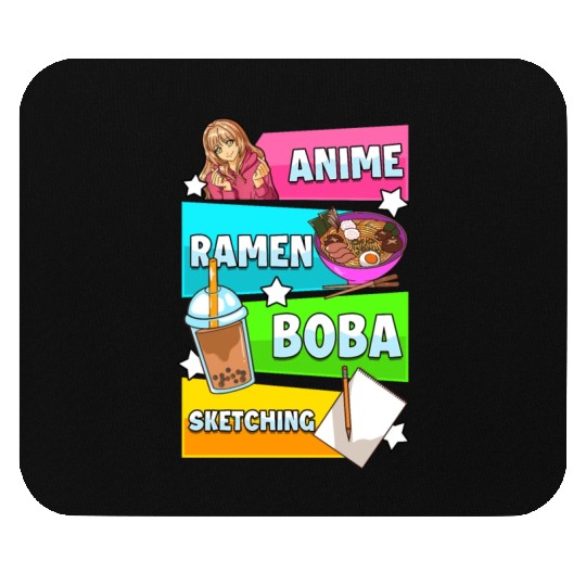 Anime Ramen Te Boba And Drawings Manga Japan Mouse Pads