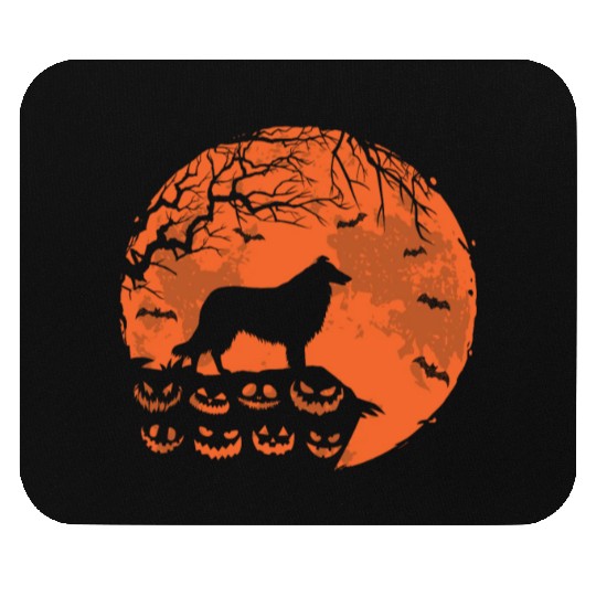 Rough Collie And Moon Halloween Funny Dog Lover Mouse Pads