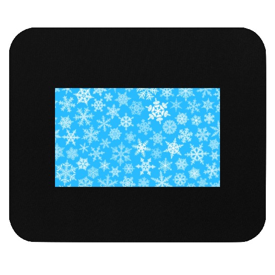 Winter Snowflakes Pattern Blue White Mouse Pads