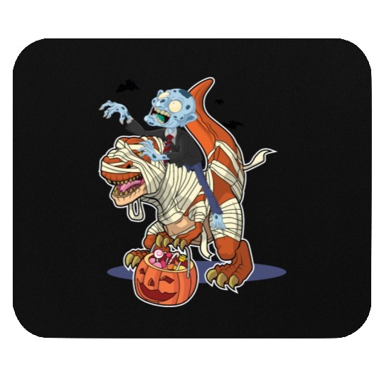 Halloween monster riding dinosaur mummy Mouse Pads
