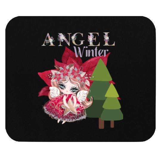Winter Angel Christmas Tree Poinsettia Mouse Pads