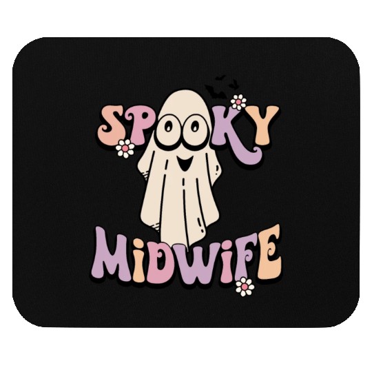 Cute Spooky Midwife Halloween Retro Mouse Pads