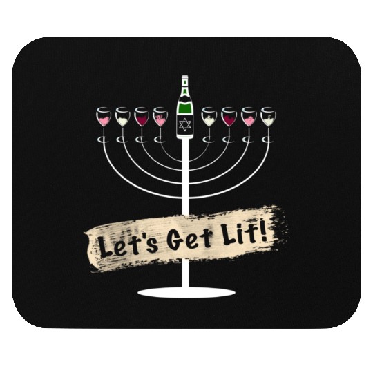 Let's Get Lit Wine Lovers Hanukkah Mouse Pads