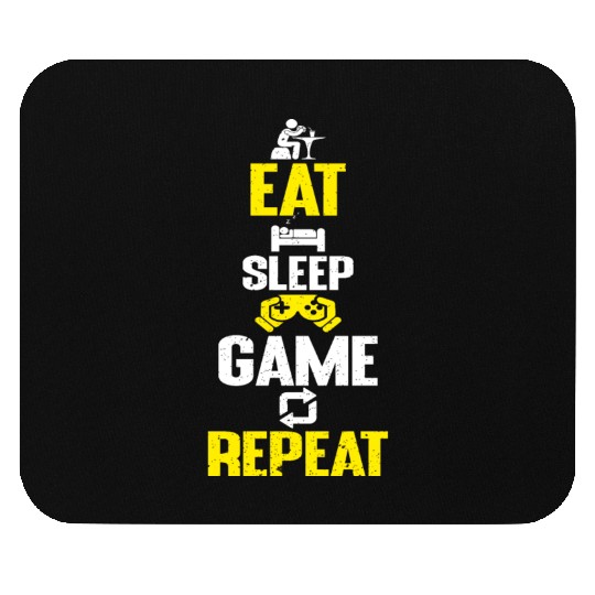 Eat sleep game repeat design funny gaming meme Mouse Pads