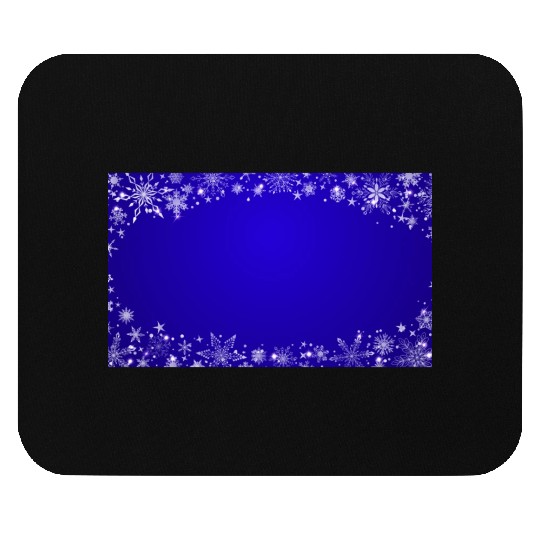 Modern Navy Blue Snowflakes Pattern Mouse Pads