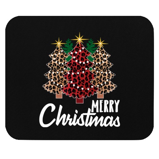 Cute Merry Christmas Leopard Print Tree Christmas Mouse Pads