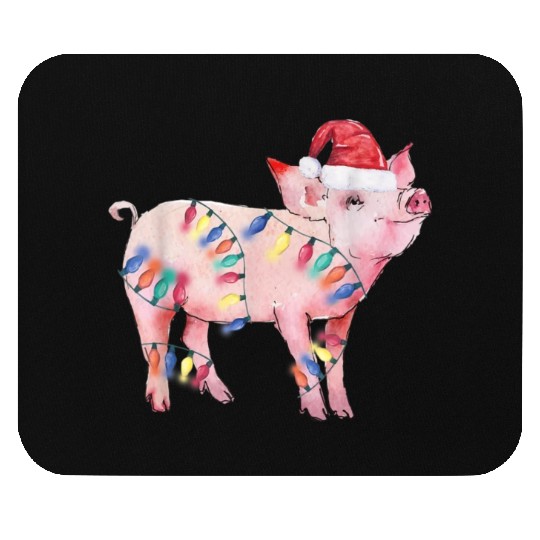 Santa Pig Christmas Lights Pig Lover Christmas Mouse Pads