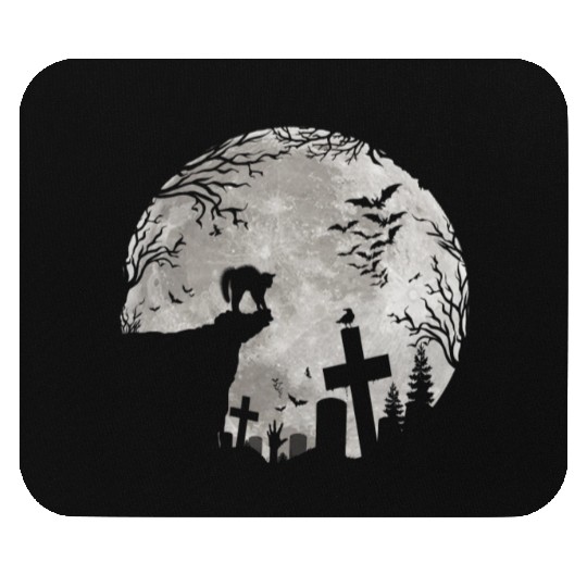 Halloween Black Cat Werewolf Full Moon Bats trick Mouse Pads