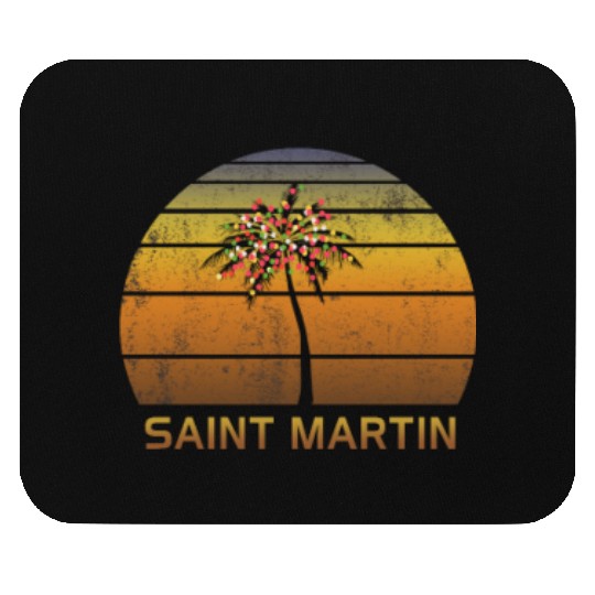 Retro Saint Martin Christmas Family Vacation Mouse Pads