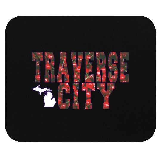 Traverse City Michigan Cherry Graphic T Mouse Pads