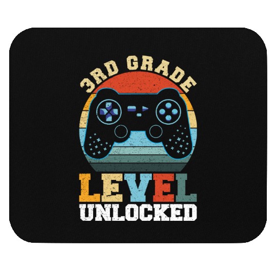 3rd Grade Level Unlocked Vintage T-shit Mouse Pads