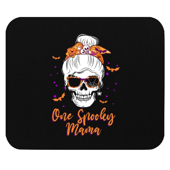 One Spooky Mama Skull Pumpkin Halloween Mouse Pads
