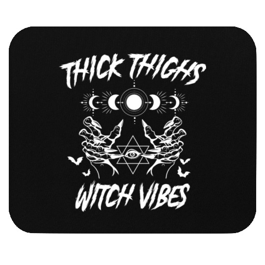 Thick Thighs Witch Vibes Goth Halloween Mouse Pads