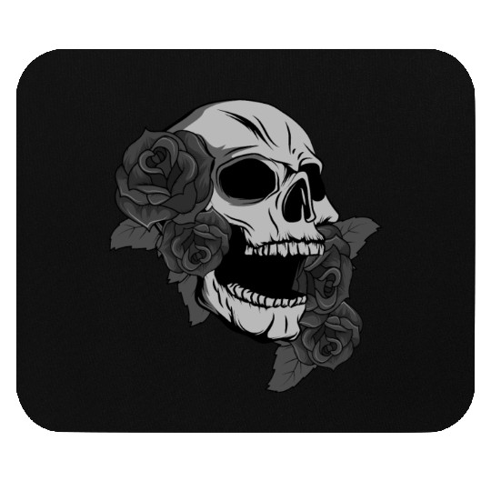 Black Skull Roses Aesthetic Goth Gothic Mouse Pads