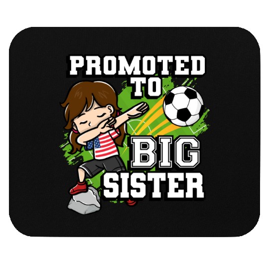Promoted To Big Sister Soccer Player American Flag Mouse Pads