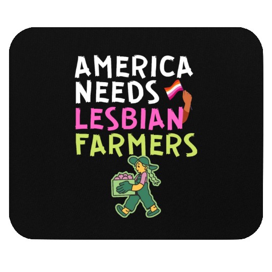 America Needs Lesbian Farmers pink farmer girl Mouse Pads
