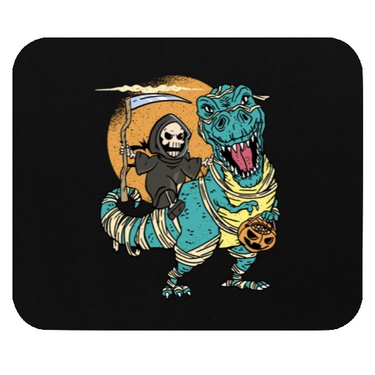 Creepy Grim Reaper Mummysaurus Trex For A Trick Or Mouse Pads