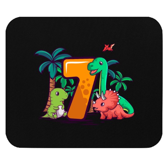 7th Birthday Trex Triceratops Dinosaur 7 Year Mouse Pads