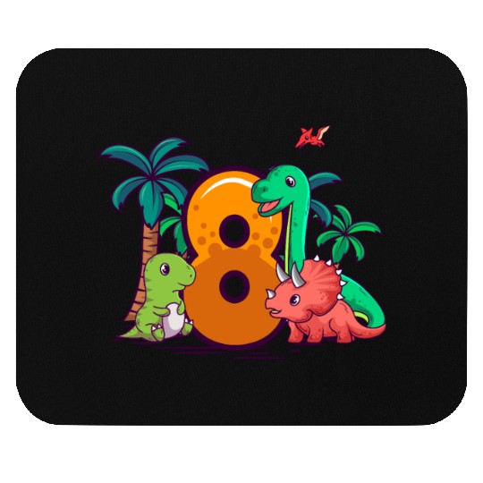 8th Birthday Trex Triceratops Dinosaur 8 Year Mouse Pads