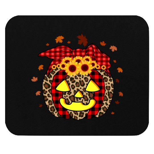 Pumpkin Jack O' Lantern Leopard Plaid Halloween Mouse Pads