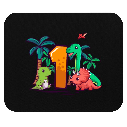 1st Birthday T-Rex Triceratops Dinosaur 1 Year Mouse Pads