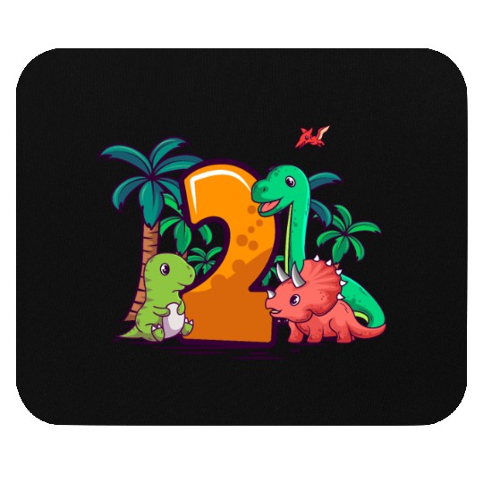 2nd Birthday Trex Triceratops Dinosaur 2 Year Mouse Pads