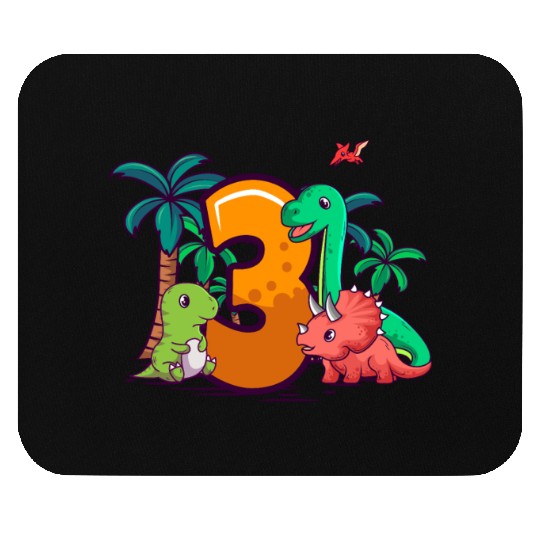 3rd Birthday T-rex Triceratops Dinosaur 3 Year Mouse Pads