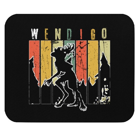 Retro Folk Wendigo Halloween Cryptid Monster Mouse Pads