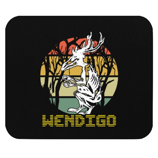 Vintage Folk Wendigo Halloween Cryptid Monster Mouse Pads