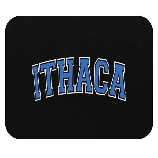 Ithaca Varsity Style Blue Text Mouse Pads