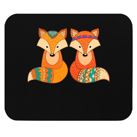 Tribal Fox Couple Wildlife Animal Lover Zookeeper Mouse Pads