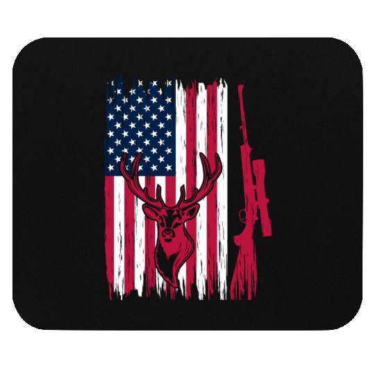 Deer Hunter American Flag Deer Head - Deer Hunting Mouse Pads